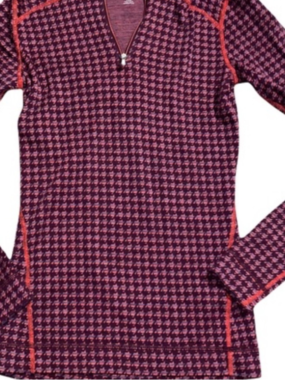 Smartwool Classic Thermal Merino Base Layer 1/4 Zip Houndstooth